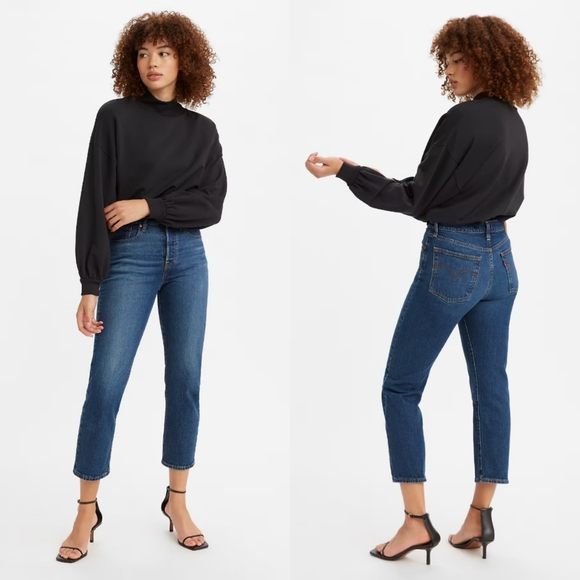 LEVI'S Wedgie Straight Fit Jeans In Salsa Charleston Outlasted Dark Wash 24. - Picture 1 of 9